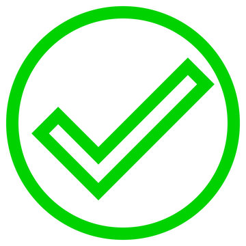 Check Marks - Green Tick Icon Inside Of Circle Outline - Vector