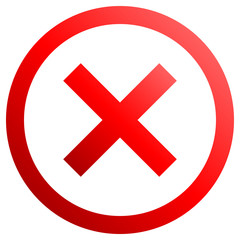 Check marks - red gradient, cross icon inside of circle - vector