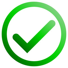Check marks - green gradient, tick icon inside of circle - vector
