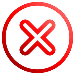 Check marks - red gradient outline, cross icon inside of circle - vector