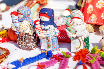 handmade Slavic dolls amulet for sale at the local market
