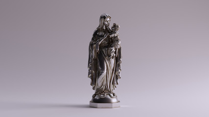Silver Mary an Child Statue 3d illustration 3d render