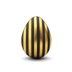 Gold and black pattern luxury easter egg. 3D Rendering