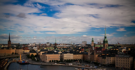Fototapeta premium Panorama aerial view to Stokholm from Katarina viewpoint at Stokholm , Sweden