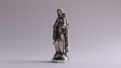 Silver Mary an Child Statue 3d illustration 3d render