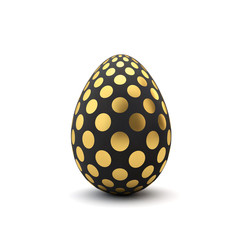 Gold and black pattern luxury easter egg. 3D Rendering