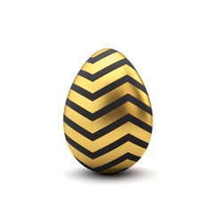 Gold and black pattern luxury easter egg. 3D Rendering