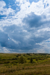 The sky with storm clouds.