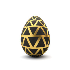 Gold and black pattern luxury easter egg. 3D Rendering