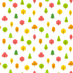 Colorful Trees Seamless Pattern Background.