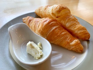 Close up of croissant on the plate 