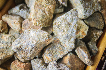 Pyrite stones for sale at the Thai-Cambodia border market. The mineral pyrite, or iron pyrite, also known as fool's gold, is an iron sulfide with the chemical formula FeS2.