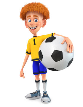 3d illustration boy football player/3d illustration training of the athlete for the World Cup