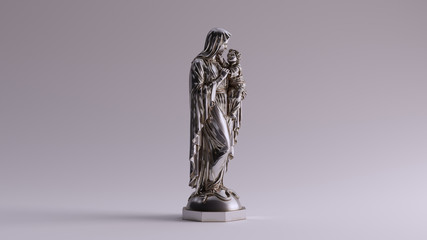 Silver Mary an Child Statue