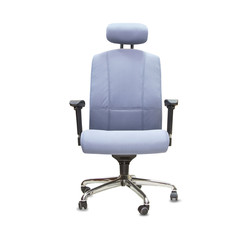 The office chair from grey cloth. Isolated over white