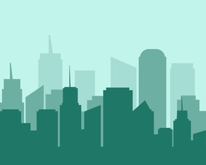 Flat design city landscape cityscapes green tone.