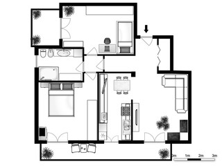 Set of floor plan blueprints