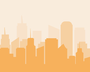 Flat design city landscape cityscapes orange tone.