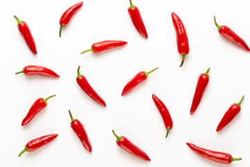 Chili or chilli cayenne pepper isolated on white background cutout.