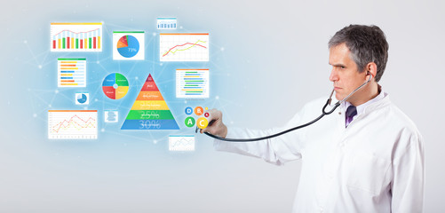 Middle aged nutritionist with nutrient intake concept
