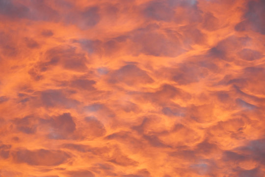 Sunset with orange clouds