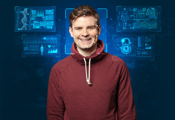 Biometric verification - young man face recognition