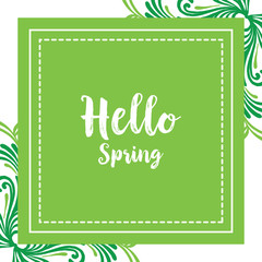 Vector illustration background floral for greeting card hello spring hand drawn