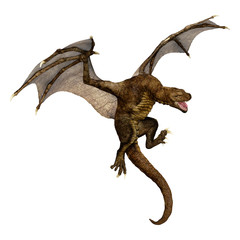 3D Rendering Fairy Tale Dragon on White