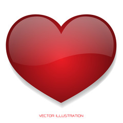 Red heart glossy 3D on isolated background vector illustration.