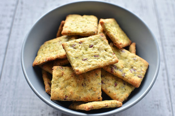 italian crisp bread snack over wooden background
