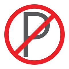 No parking glyph icon, prohibited and regulation, zone sign, vector graphics, a solid pattern on a white background.