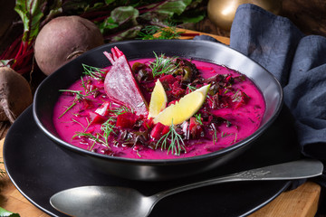 delicious red pray soup after Russian style