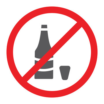 No alcohol glyph icon, prohibited and ban, no drink sign, vector graphics, a solid pattern on a white background.