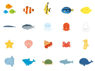 Obraz premium 海の生き物 魚セット1