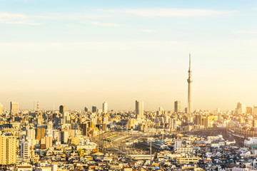 Naklejka premium city skyline aerial view in Tokyo, Japan