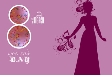 Card for international Women's Day the 8th of March with female silhouette, Digitally generated 