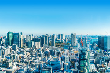 Fototapeta na wymiar panoramic city skyline aerial view in Tokyo, Japan