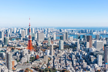 tokyo tower aerial view in Tokyo, Japan