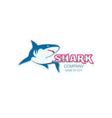 Shark. The emblem of the company club. Design for corporate identity design, themed site, diving club and scuba hunting.