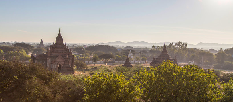 pagodas in the morning,pugan,myanmar