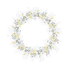 Obraz premium Wreath of leaves, plants, branches and flowers