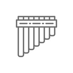 Pan Pipes, bamboo peruvian flute line icon.