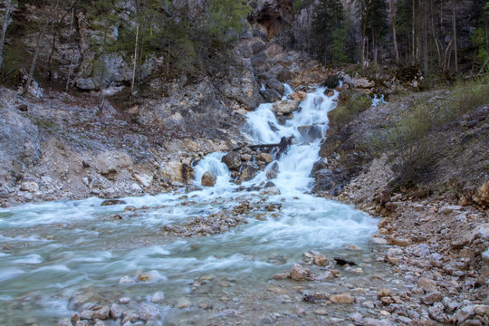 wide Waterfall in Soteska Bohinj 