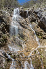 Waterfall in Soteska Bohinj close up
