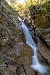 first pretty waterfall in canyon Hell in Borovnica