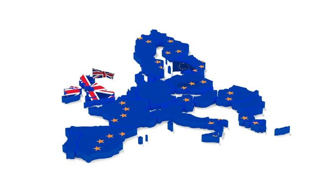 Map of the European Union and Great Britain with state flags