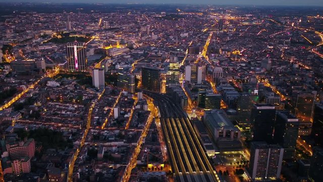 Aerial Belgium Brussels June 2018 Night 30mm 4K Inspire 2 Prores  Aerial video of Brussels Belgium downtown at night