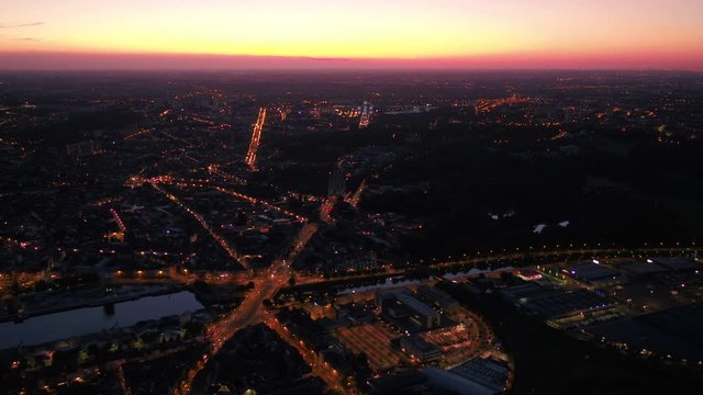 Aerial Belgium Brussels June 2018 Night 30mm 4K Inspire 2 Prores  Aerial video of Brussels Belgium downtown at night