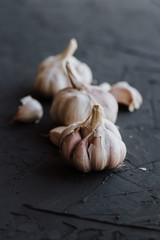 Garlic on a black background