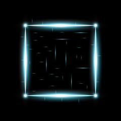 Square with light effects, laser, sparks, aqua color